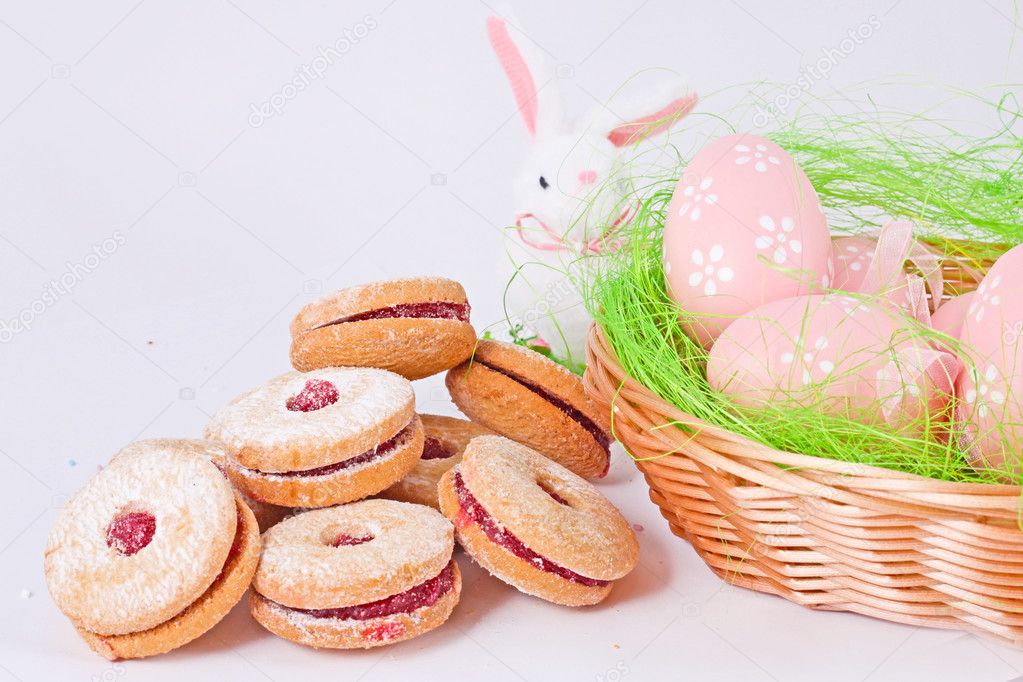 Easter eggs and rabbit