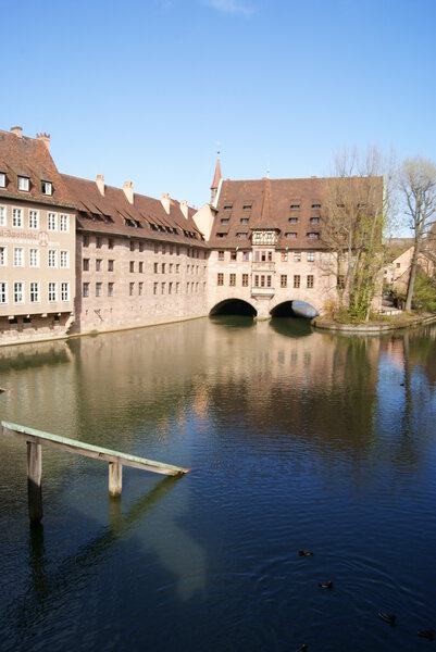Buildings along the river in nurnberg, germany