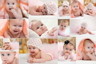 Collage of different photos of children clipart