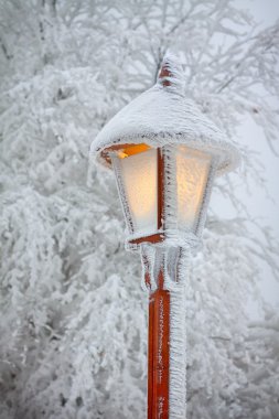 Streetlight on winter clipart