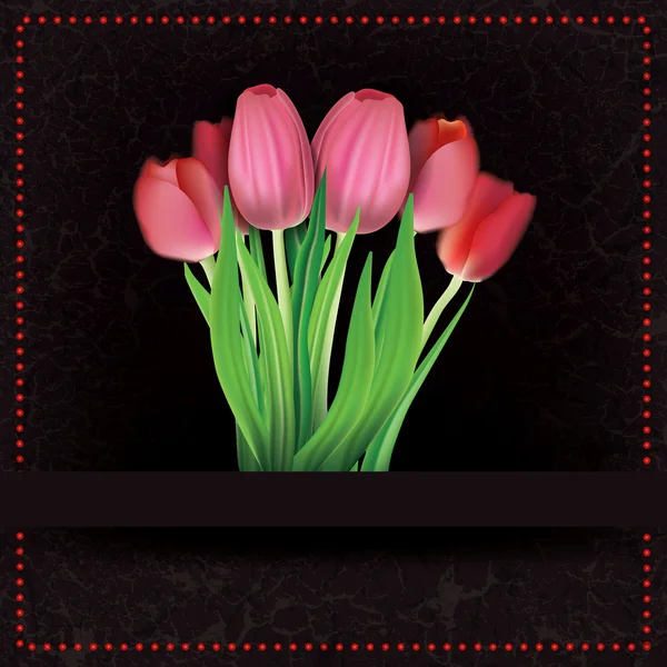Fondo floral grunge abstracto con tulipanes rojos — Vector de stock