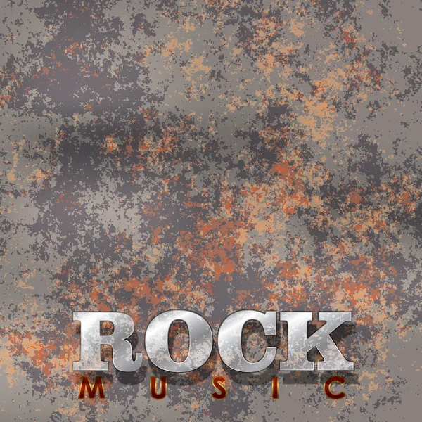 Abstrakte Musik rostiger Hintergrund mit dem Wort Rock — Stockvektor