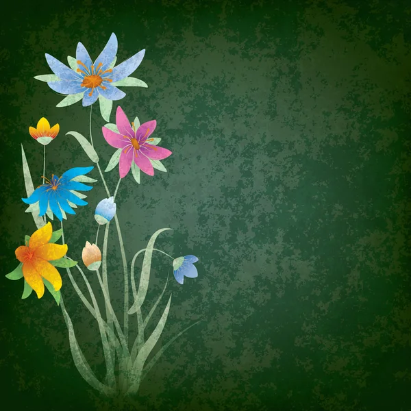 抽象 grunge 的作文与春天的花朵 — 图库矢量图片