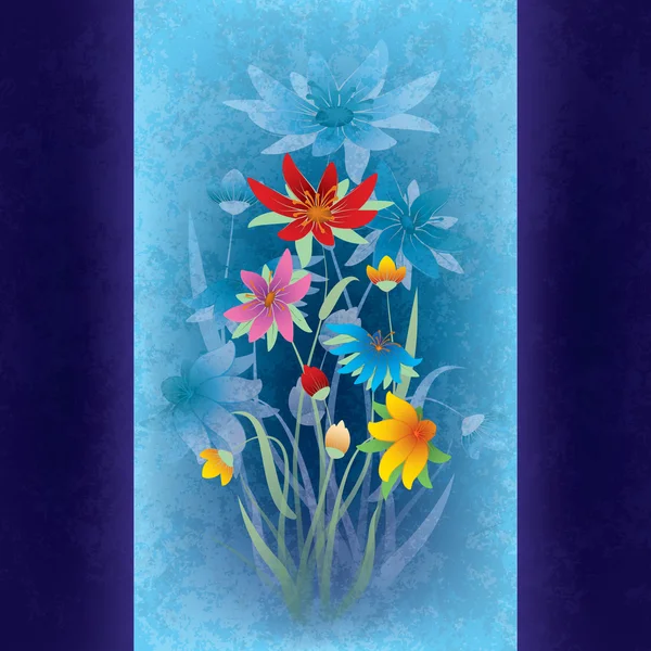 Composizione grunge astratta con fiori primaverili — Vettoriale Stock