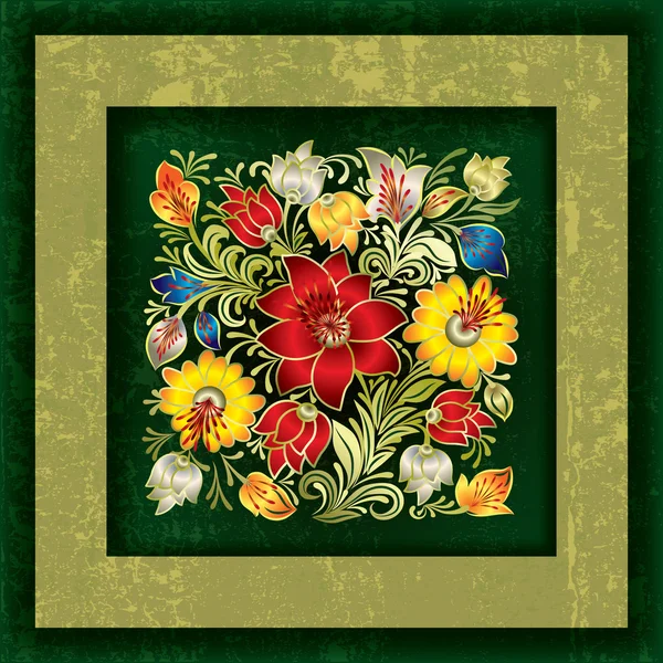 Fond grunge abstrait avec ornement floral de printemps — Image vectorielle