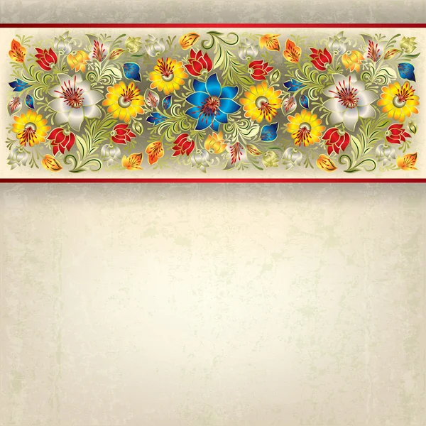 Abstracte grunge achtergrond met lente bloemen ornament — Stockvector