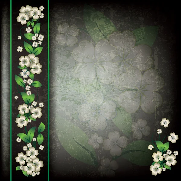 与春天的花朵抽象白色 grunge 背景 — 图库矢量图片