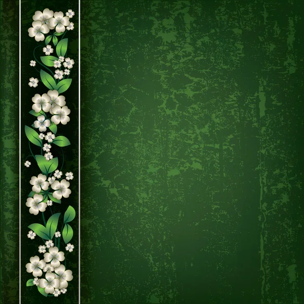 Abstrato fundo grunge branco com flores da primavera — Vetor de Stock