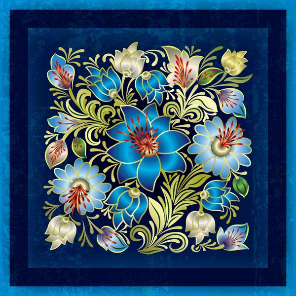 Fond grunge abstrait avec ornement floral de printemps — Image vectorielle
