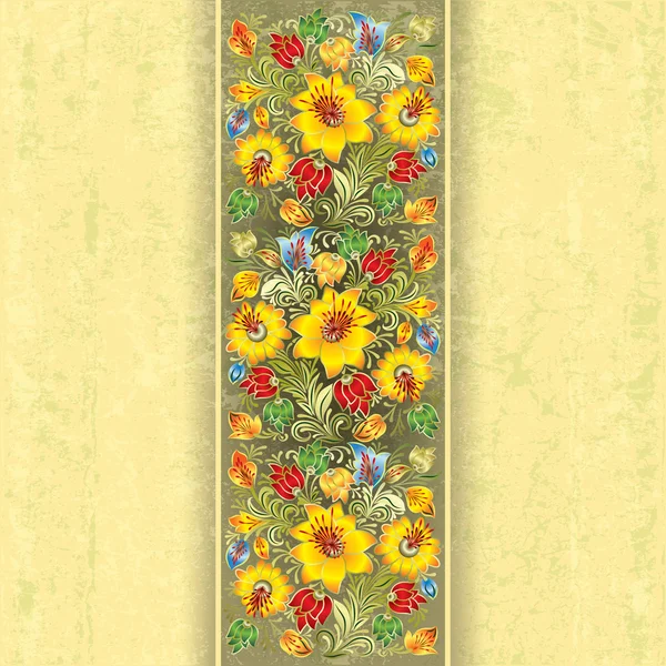 Abstrato grunge fundo com primavera ornamento floral —  Vetores de Stock