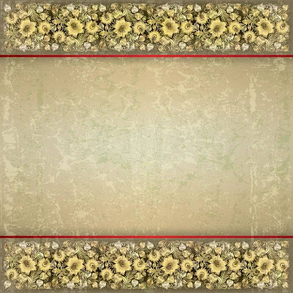 Abstrakte Grunge-Hintergrund mit Frühling floralen Ornament — Stockvektor