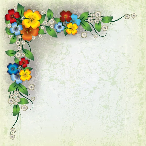Абстрактный гранж фон с весенними цветами — стоковый вектор