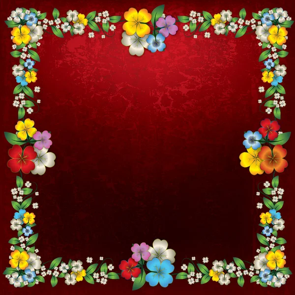 Abstrato grunge fundo com flores de primavera —  Vetores de Stock