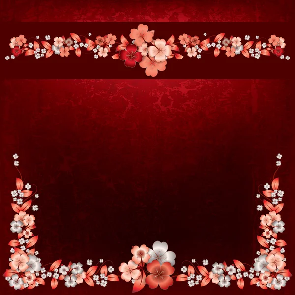 春の花と抽象的なグランジ背景 — ストックベクタ