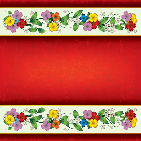 Abstrato grunge fundo com flores de primavera —  Vetores de Stock