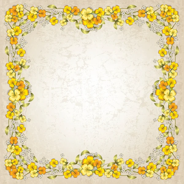 Abstrakter Grunge-Hintergrund mit Frühlingsblumen — Stockvektor