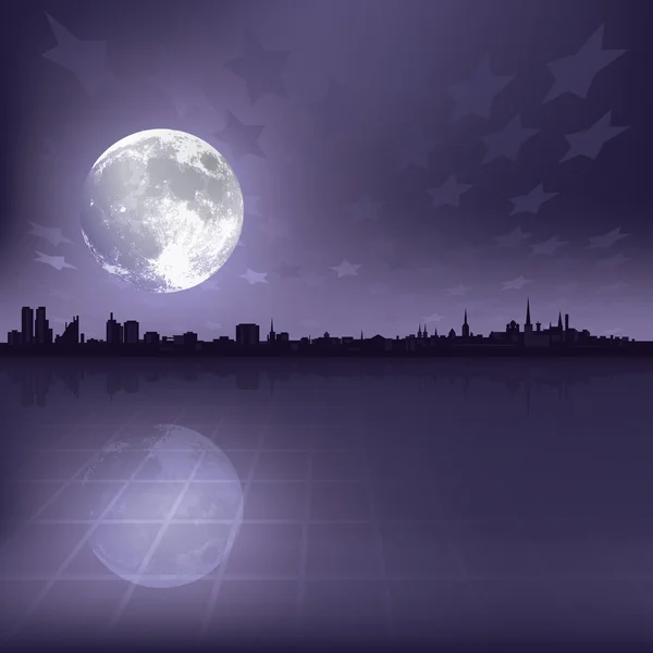 Abstrakt bakgrund med silhuetten av tallinn och månen — Stock vektor