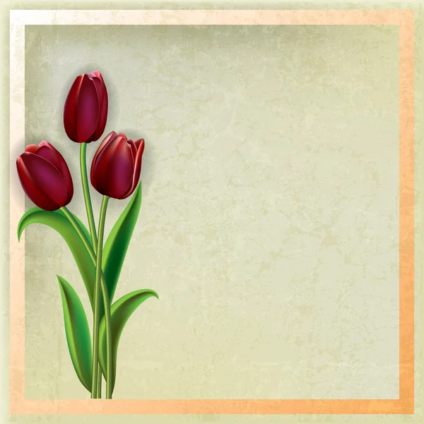Fondo grunge abstracto con tulipanes — Archivo Imágenes Vectoriales