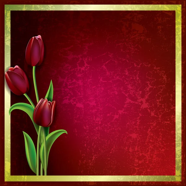 Абстрактний гранжевий фон з тюльпанами — стоковий вектор