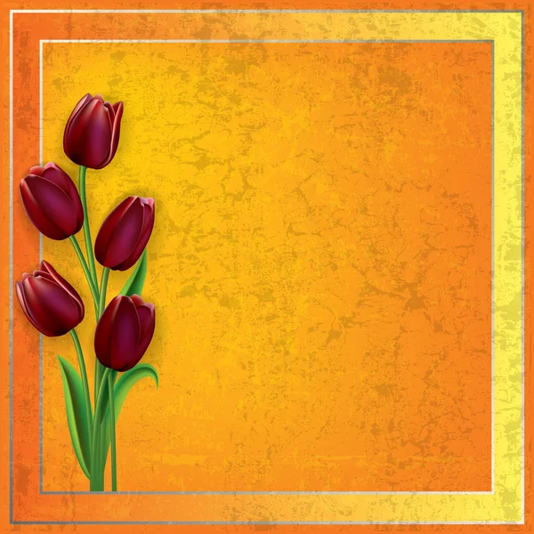 Abstract grunge background with tulips — Stock Vector