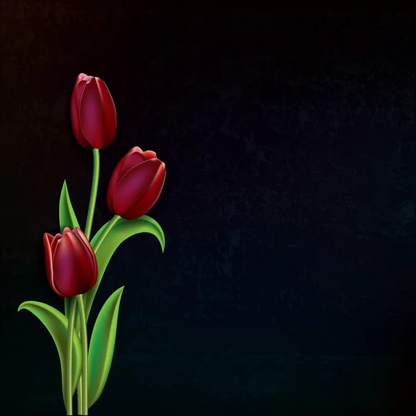 Abstraktní grunge pozadí s tulipány — Stockový vektor