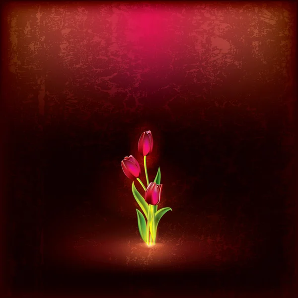 Abstraktní grunge pozadí s tulipány — Stockový vektor