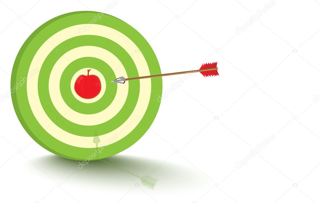 Target with apple and arrow