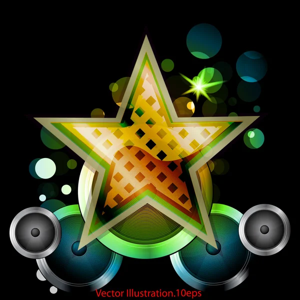 Abstract star with speakers — Stock Vector