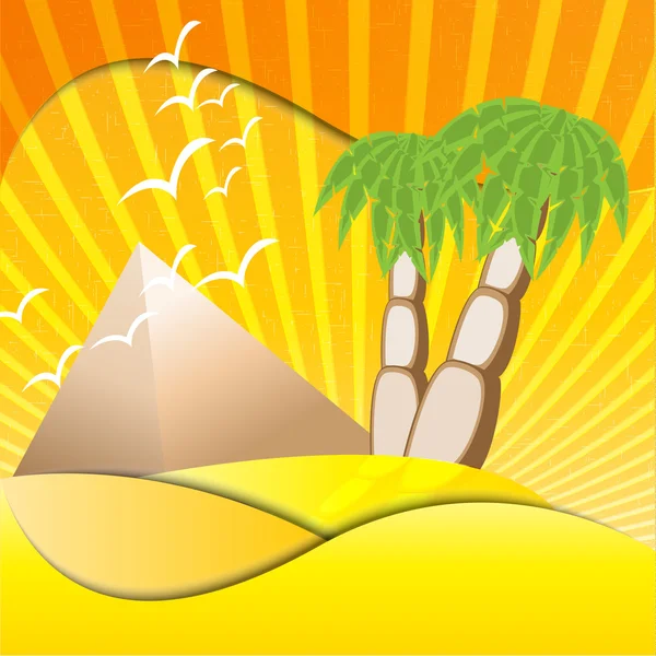 Palmen en piramiden — Stockvector