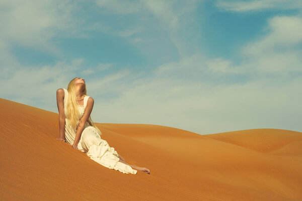 Woman and desert. UAE
