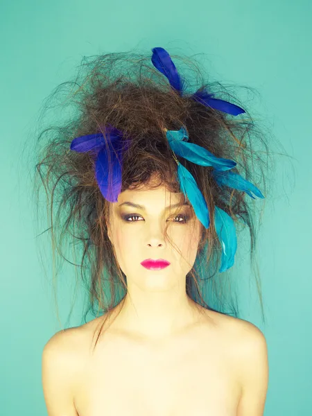 Woman with an unusual hairstyle — Stock Photo, Image