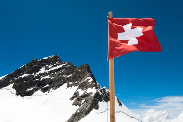 stock image Swiss Flag and Jungfrau