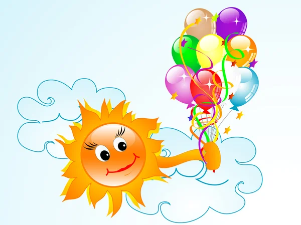 Sun with balloons — Stock Vector
