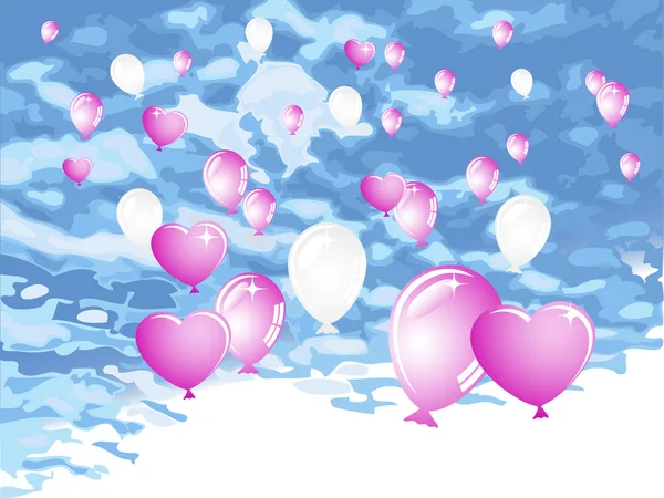 Balon merah muda dan putih - Stok Vektor