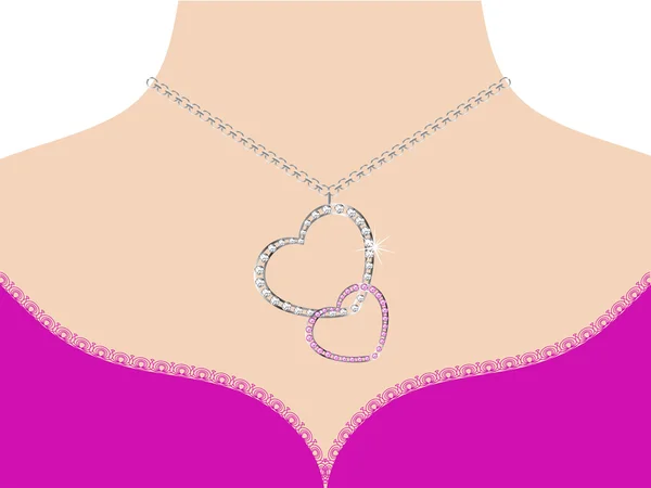 Heart necklace — Stock Vector