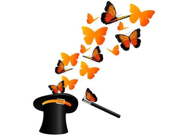Πεταλούδες στο καπέλο — Διανυσματικό Αρχείο