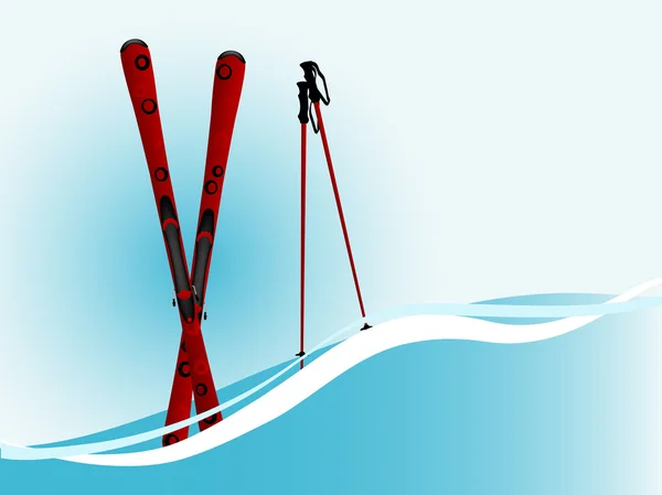Red ski — Stock Vector