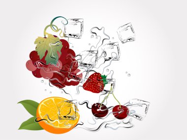 Fruits in splash clipart