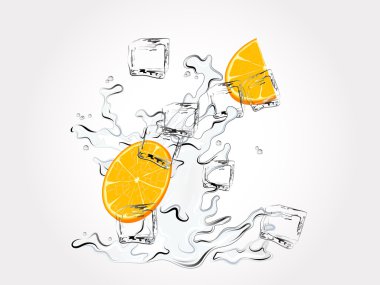 Oranges in splash clipart