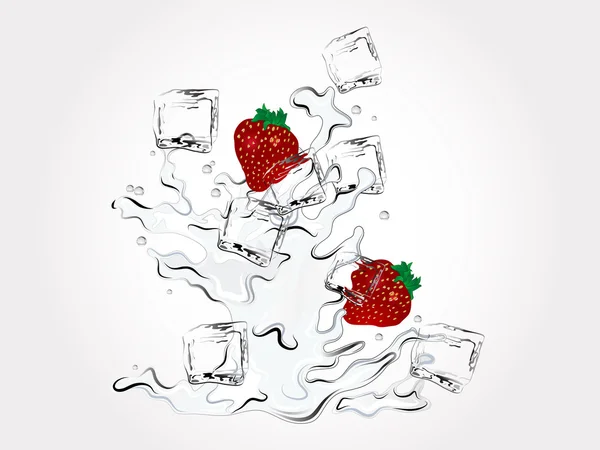 Strawberries in splash — Stock Vector