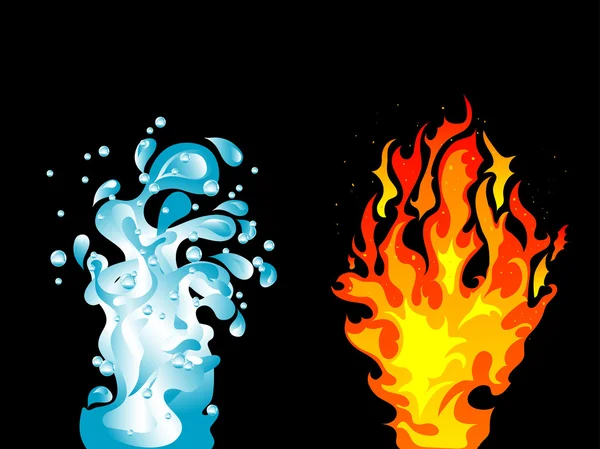 Water and fire — Stock Vector