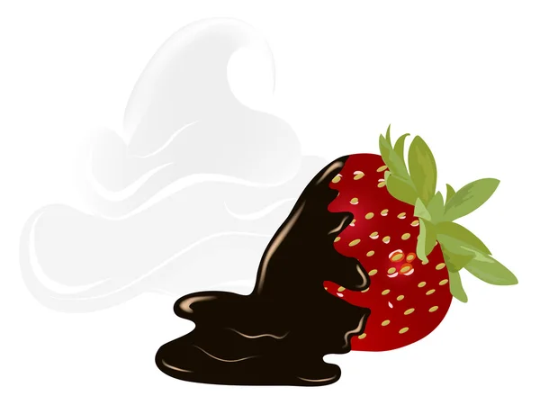 Aardbeien met chocolade — Stockvector