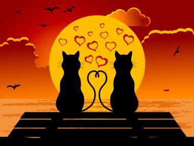 Cats in love clipart