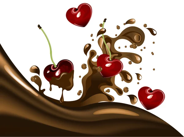 Ciliegie nel cioccolato — Vettoriale Stock