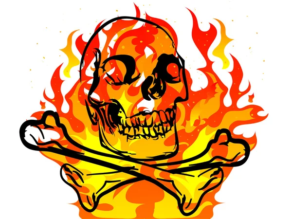 Cráneo en llamas — Vector de stock