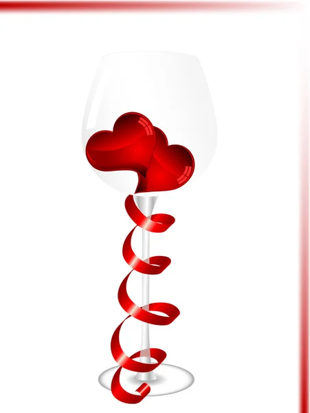 Glass with hearts — Stock Vector