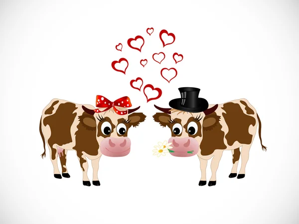 Mucche innamorate — Vettoriale Stock