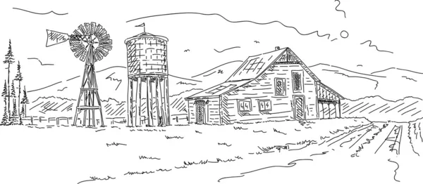 山の下に古い農場 — ストック写真
