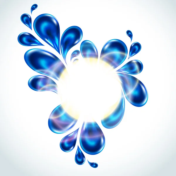Víz-splash kör alakú curl keretben. — Stock Vector