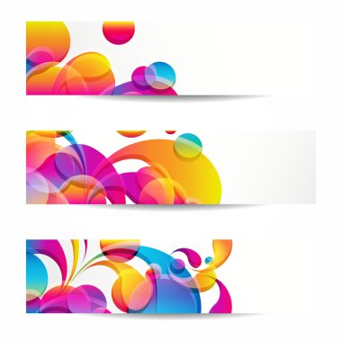 Abstract web banners with colorful arc-drop for your www design clipart